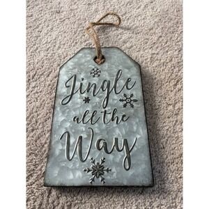 Metal Silver & Black Metal Distressed Jingle All The Way‎ Rustic Decor 12.25"